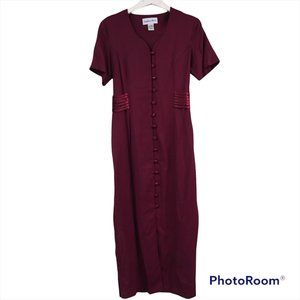 Vintage Sophia Rose Button Up Dress Womens sz 10